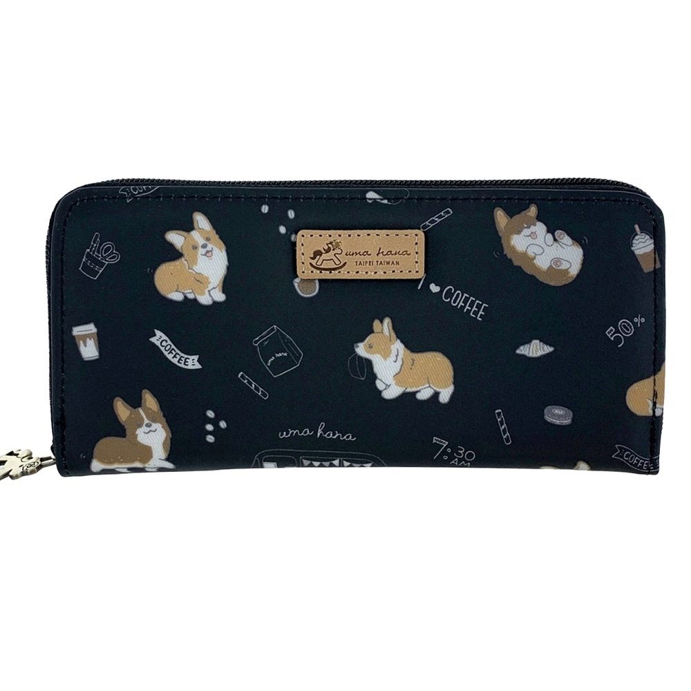 Waterproof Corgi Coffee Long Wallet Fits Phone & Bills
